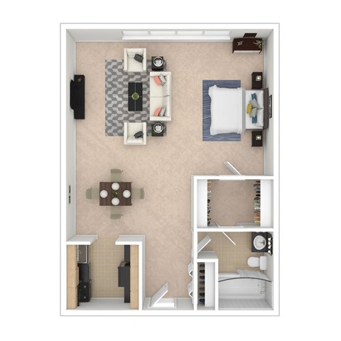 Floor plan for studio, 1 bath, 540 sqft